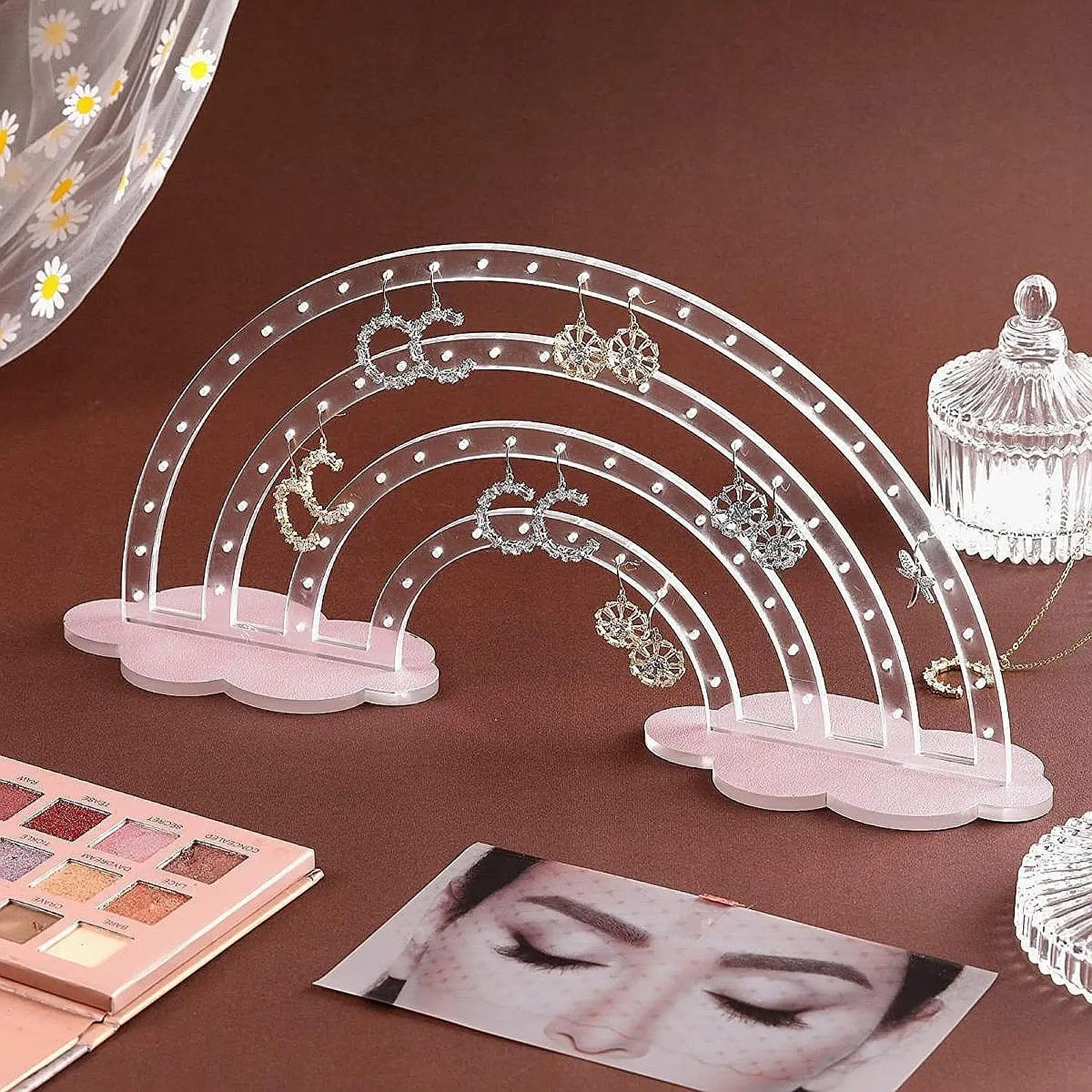 

Earrings Display Stand Jewelry Storage Organizer Rainbow Shape Earring Rack Stable Base Ear Studs Holder for Jewelry Store