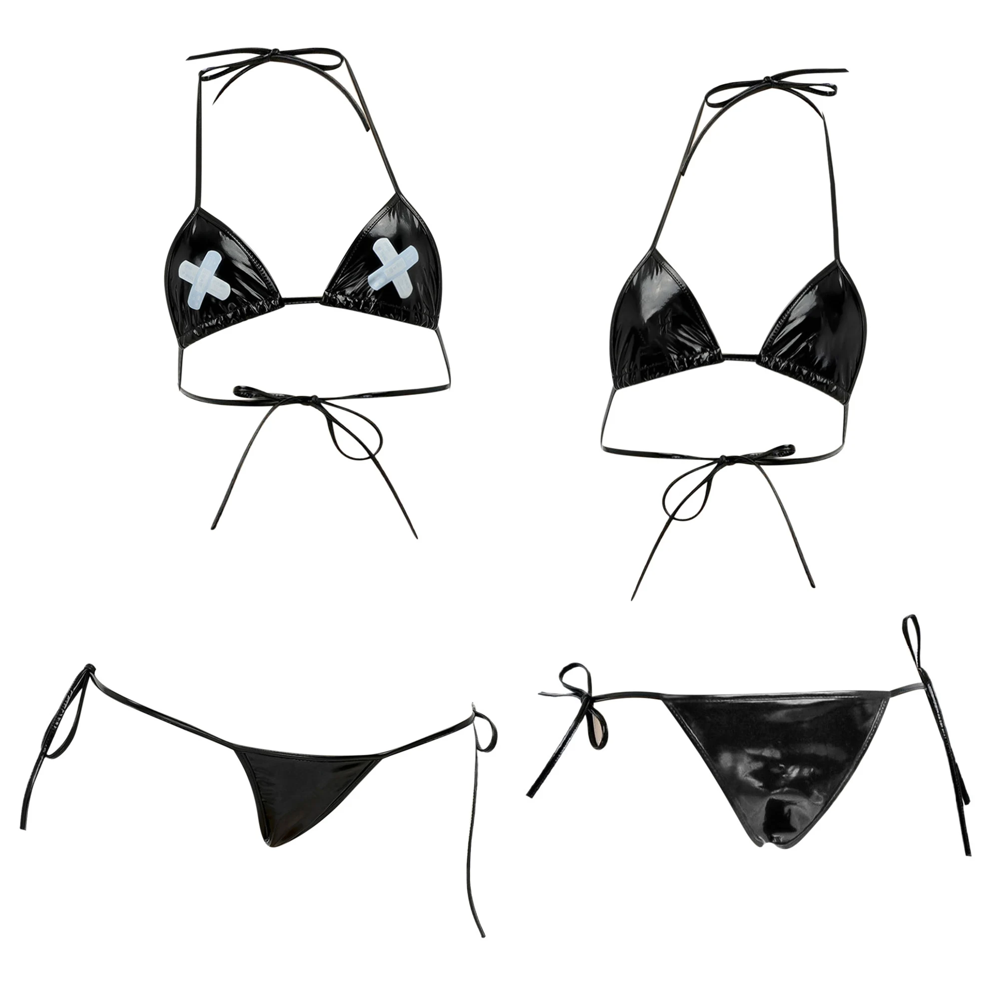 المرأة مثير بيكيني البرازيلي مجموعات الرسن مثلث حمّالة الصّدر مع البسيطة الدانتيل متابعة ثونغ ملخصات لحفلات حمام السباحة بحر ثوب السباحة #4