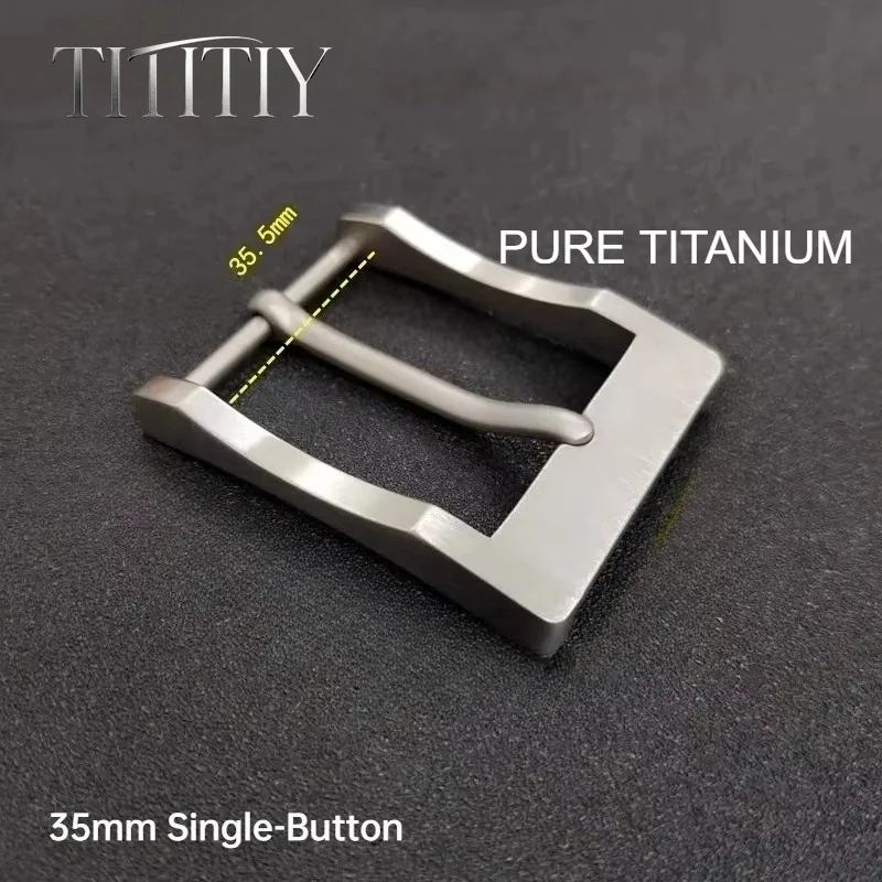 New TA1 Pure Titanium Buckle Single Prong Pin Belt Buckle, Men Casual Leather Waist Belt Accessory Rustproof 35mm/40mm Diameter