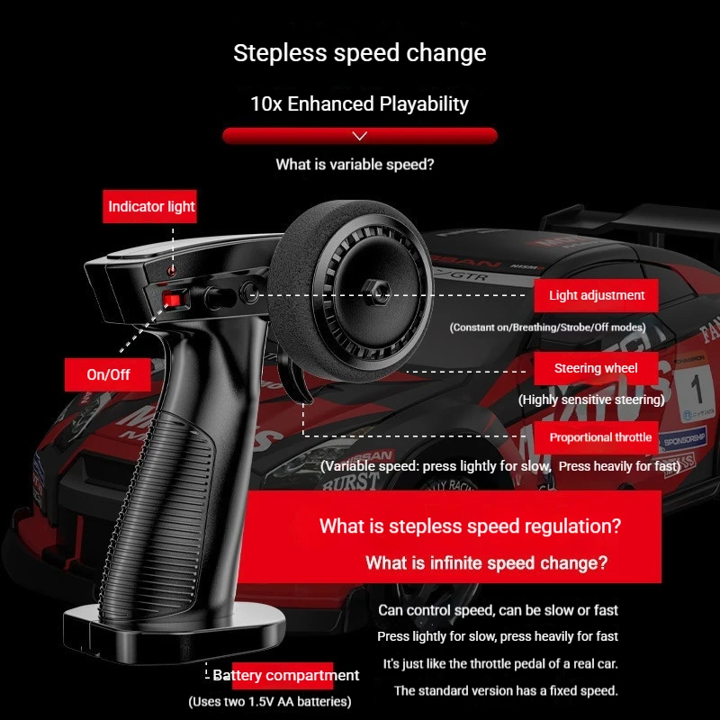 Nissan Rc Racing Car High Speed Four Wheel Drive Drift Rechargeable Stepless Speed Change GTR For Hobby Enthusiasts