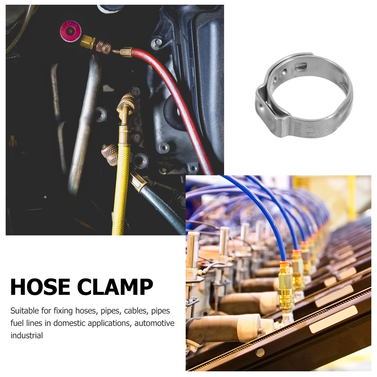 10Pcs Single Ear Hose Clamps Stainless Steel Heavy Duty Drive Clips Suitable for Water Gas Pipe Tube Automotive Marine Repair