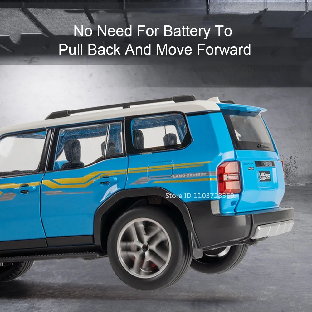 1:24 Scale Prado LC250 Car Model Toys Alloy Diecast Off-road Vehicles Sound Light Doors Opened Pull Back Home Decoration Models