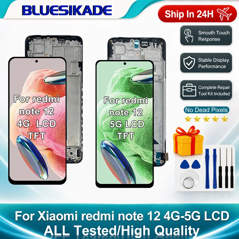 TFT Display For Xiaomi Redmi Note 12 4G LCD Touch Screen Digitizer Panel Assembly For Redmi Note 12 5G Screen Replacement Parts