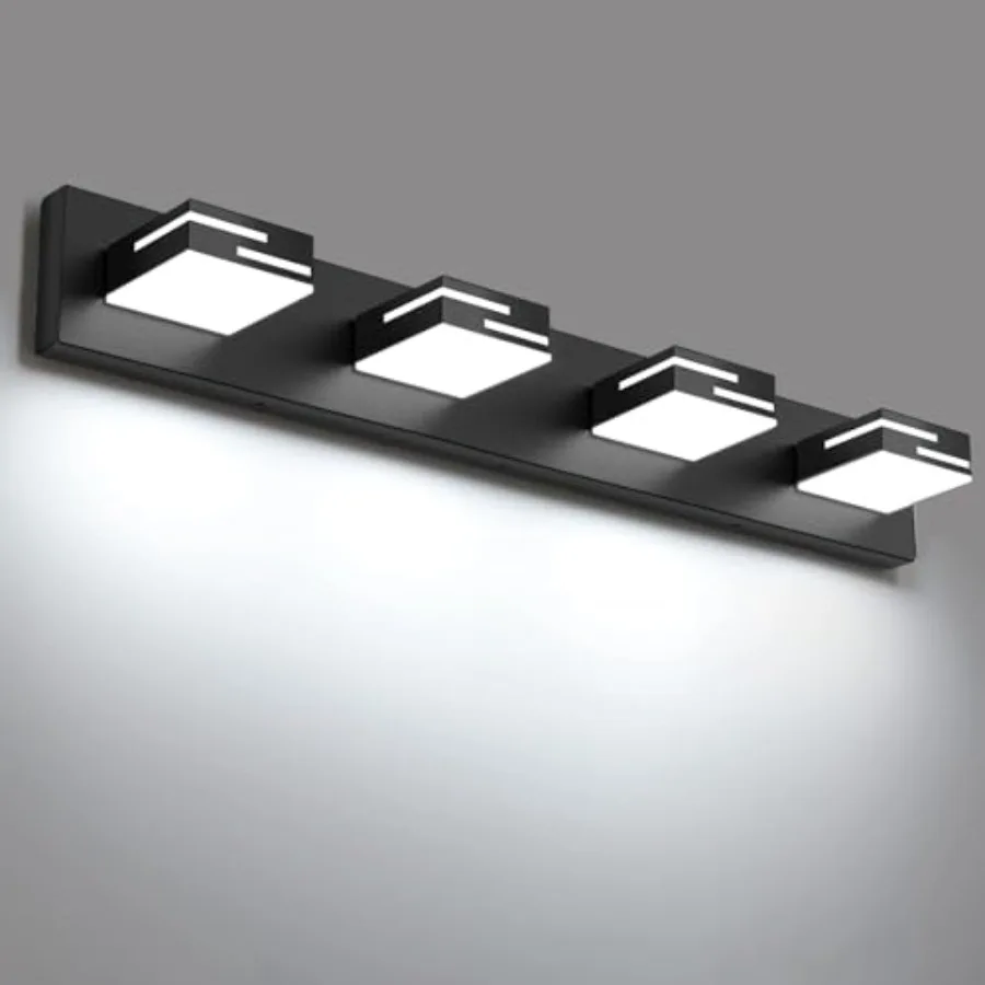 

LED Modern Bathroom Vanity Light Fixtures, 4-Light 28-inch Dimmable Matte Vanity Lights for Bathroom Lighting Fixtures Over Mir