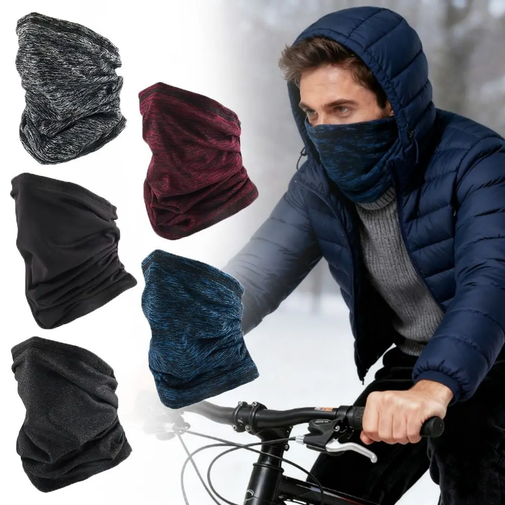 

Warm Neck Protection Velvet Neck Scarf Solid Color Wool Cycling Scarf Sports Bandana Men Women