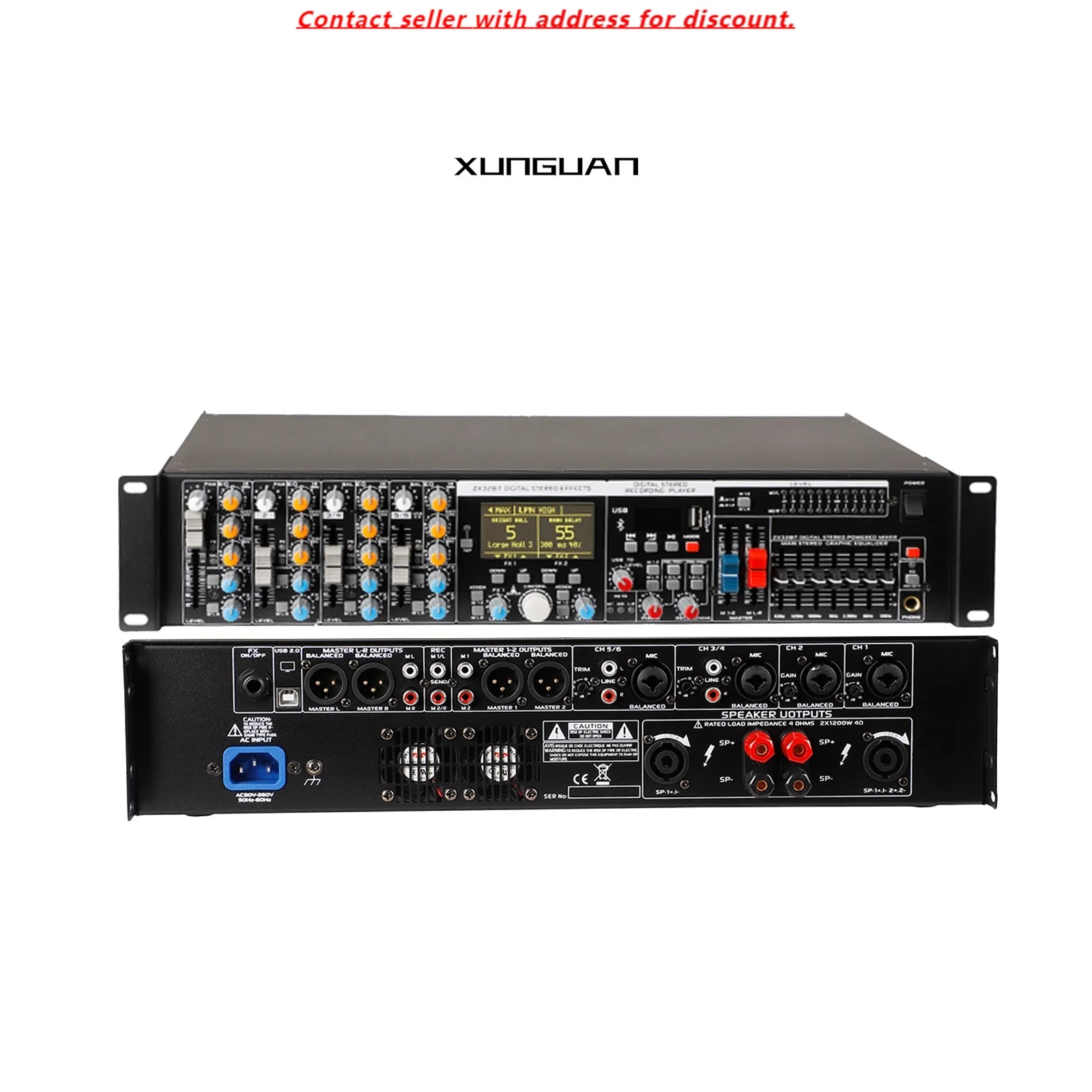 MA9906 Professional Power Amp Sound Mixer With 2CH*1200W Amplifier For DJ Party