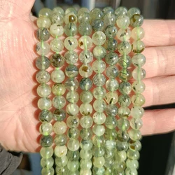 Natural Prehnites Stone Beads Round Loose Prehnites 6mm 8mm 10mm Green Quartz Crystal Beads For Jewelry Bracelet DIY Making