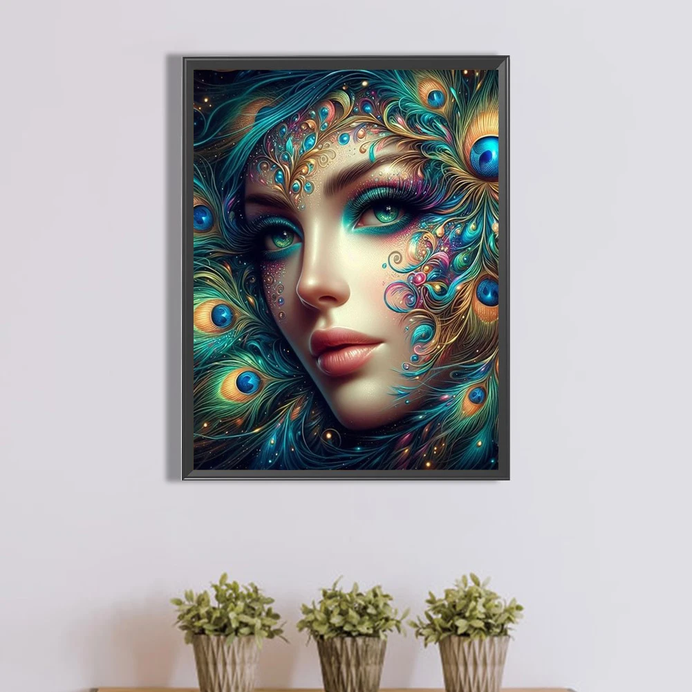 Pieno quadrato rotondo diamante pittura fantasia pavone donna diamante mosaico ricamo fiore strass punto croce Wall Art