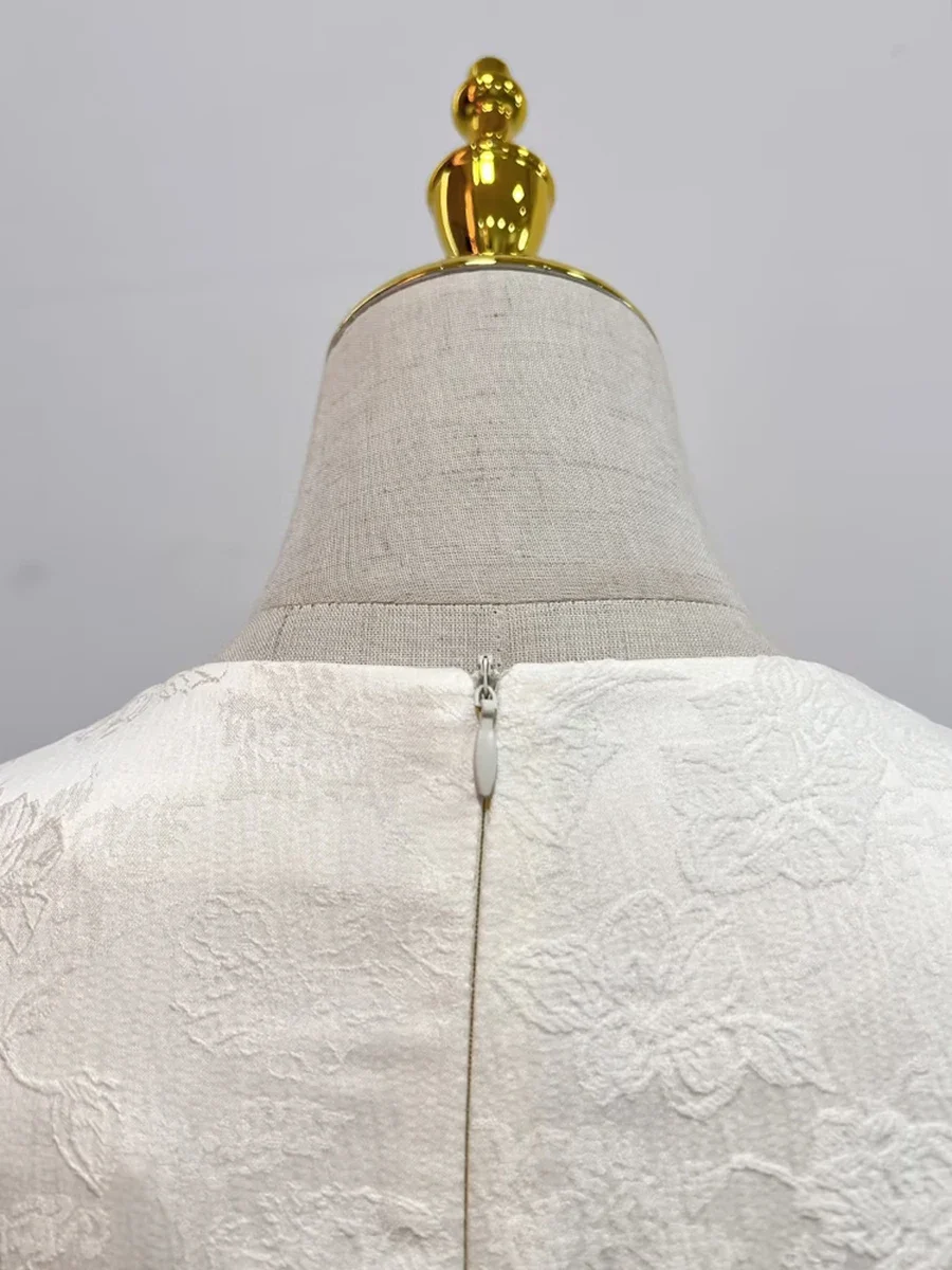 VGH Solid Elegant Patchwork Appliques Dresses for Women Round Neck Short Sleeve High Waist Bodycon Luxury Mini Dress Female New