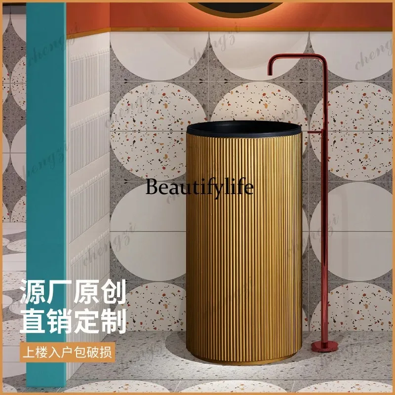 K153  modern simple light luxury marble floor-to-ceiling wash basin hotel bed and breakfast club basin column basin