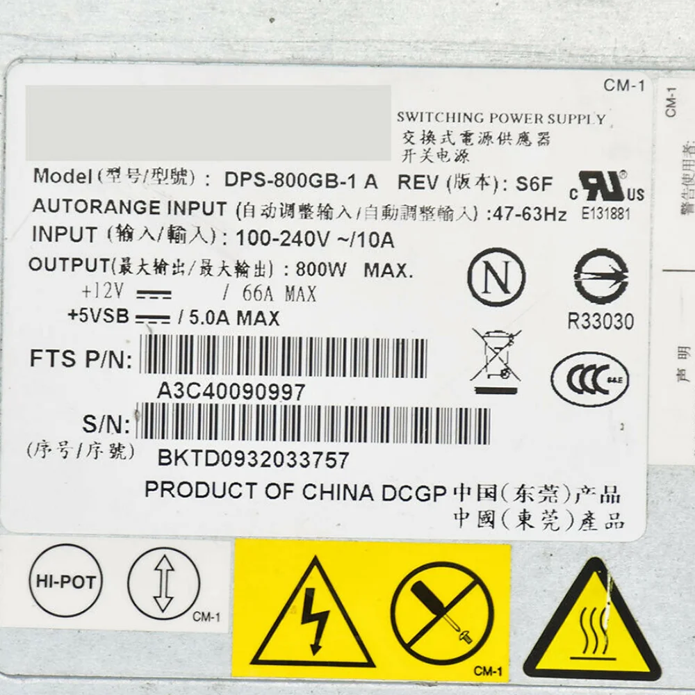 Imagem -04 - Adaptador de Alimentação do Servidor Dps800gb1 a Dps900gb3 a para o Servidor Fujitsu Rx300 s5 s6 Original 800w