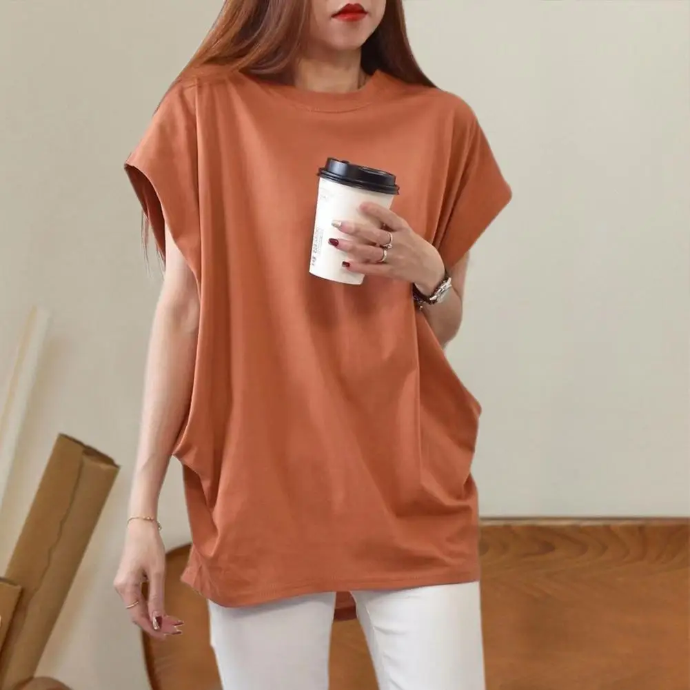 

Round Neck Raglan Sleeve Shirt Stylish Women's Round Neck Raglan Tee Shirt with Irregular Pleats Loose Fit Solid Color for Women