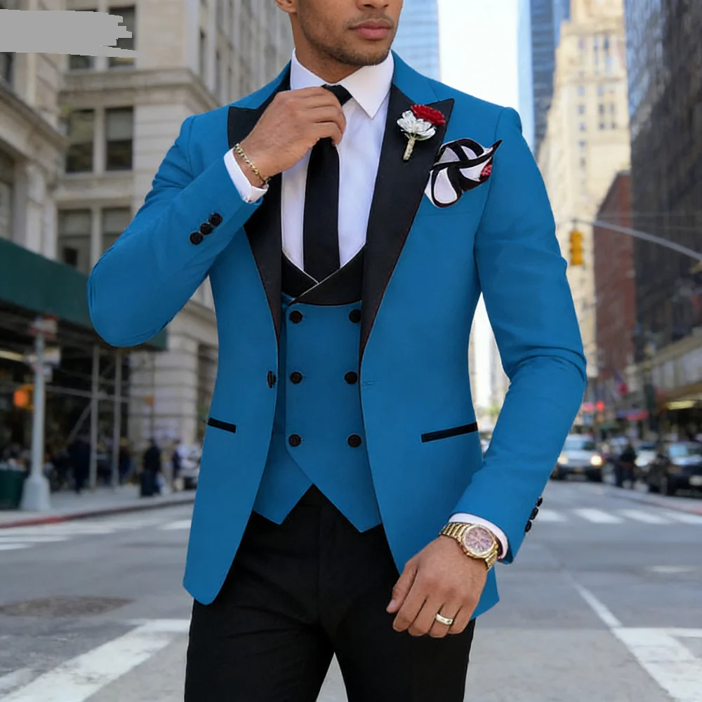 

Мужской деловой костюм Terno из трех предметов Novo с зубчатыми лацканами, приталенный пиджак для курения, пиджак для свадебной вечеринки