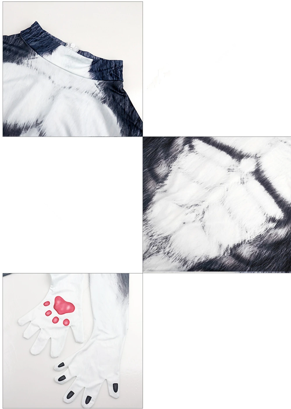 Sexy Huskies Werwolf Wolf Jumpsuit Catsuit Fantasy Cosplay Kostüm Halloween Zentai Herren Damen Unisex Verführerischer Schwanz Bodysuit – Detail 8