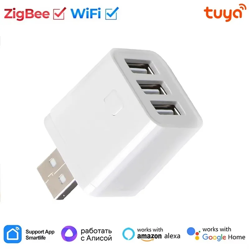 Tuya Smart Micro USB Adaptor Switch WiFi 1/2/3 Mini USB Power Adaptor Fast Charging Smart Life Works With Alexa Google Assistant