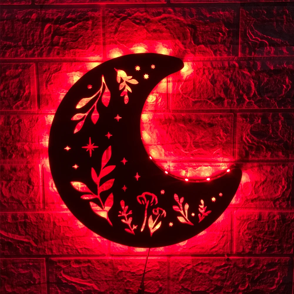 ZK50 Cool USB Moon Leaf Shape LED Wall Lamp Remote Control Color Changed Bedside Lamp Ambient Sign Lamp Halloween Decoration