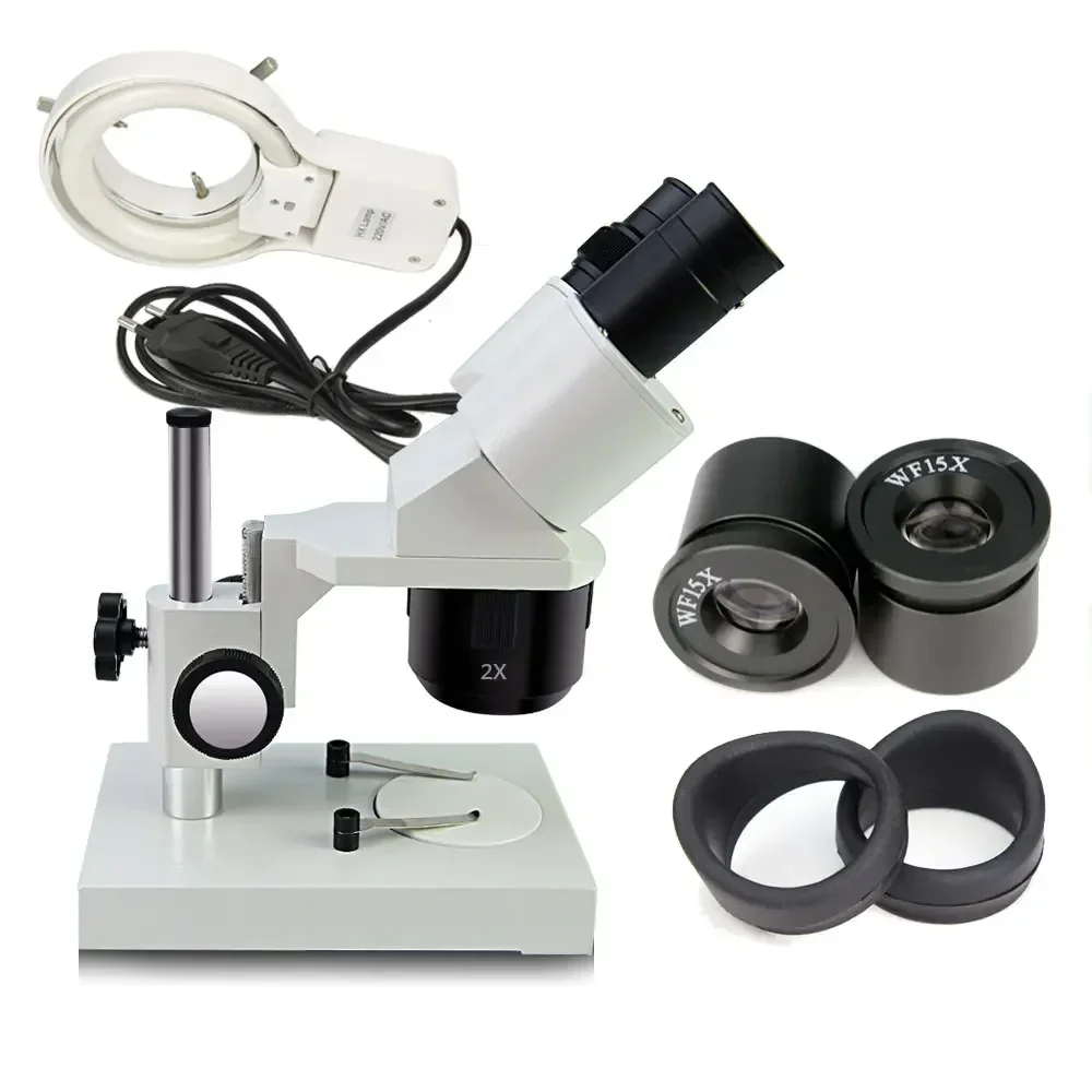 30X 60X Binocular Stereo Industrial Microscope with 110/220V 8W Fluorescent Ring Light for Electronics Repair Microscopio