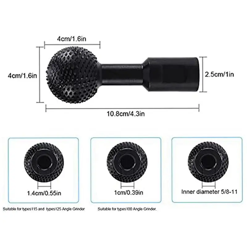 WORTHOWN-2X Sphere Rotary Burr For Wood Marking, Carving, Polishing, Grinding Head For Type 115/125 Angle Grinder(5/8-11)