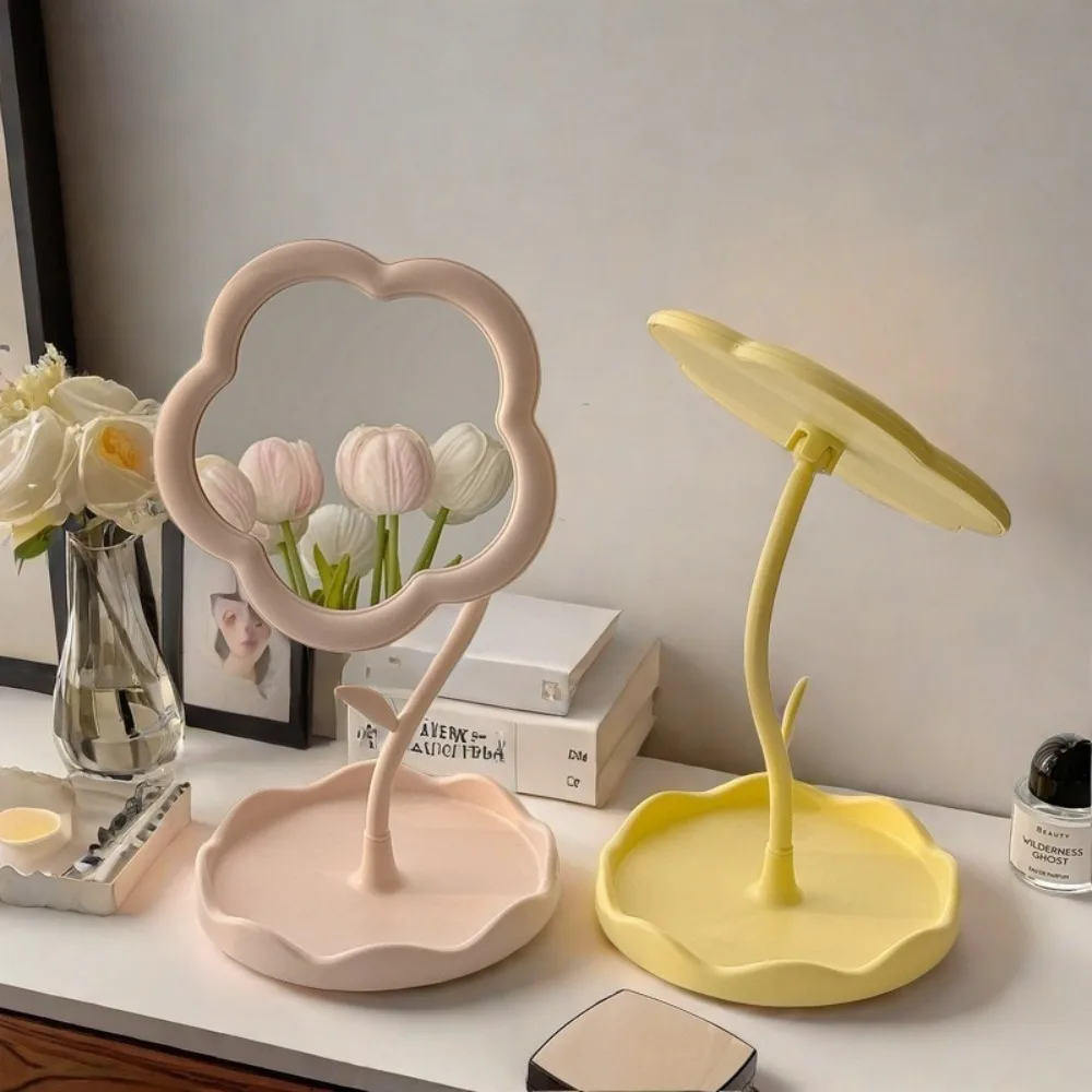 1pc Charming Sunflower Makeup Mirror with Storage Tray - 360° Swivelling,Adjustable Vanity Mirror Perfect for Bedroom Decoration