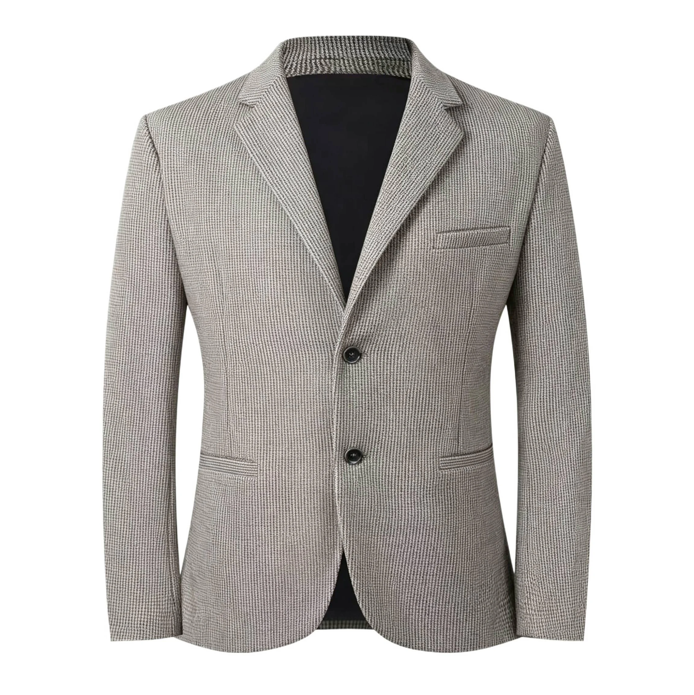 Men's Casual Checkered Suit Jacket Spring Autumn Vintage Two-Button Slim Fit Single Piece Business Commute Casual Wear Iron-Free