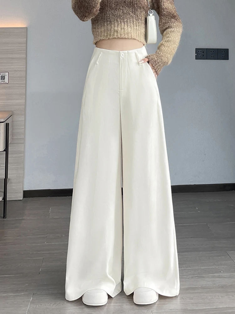 High Waist Drapey Straight Leg Wide Leg Pants Women's Casual Trousers Autumn Winter New Sle Slimming Look Faion Sensation