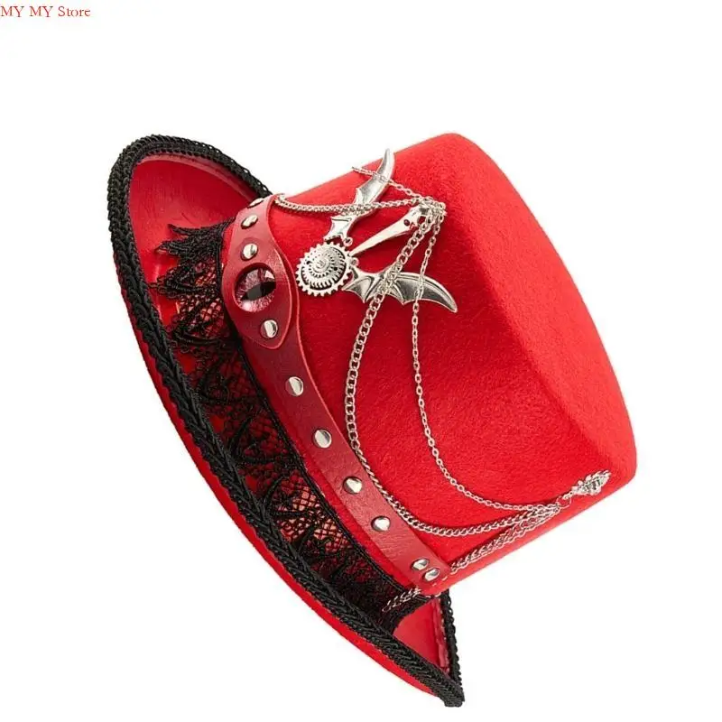 قبعة N1HE ذات سلسلة ميكانيكية عتيقة وإكسسوارات أزياء كلاسيكية مزخرفة بالدانتيل