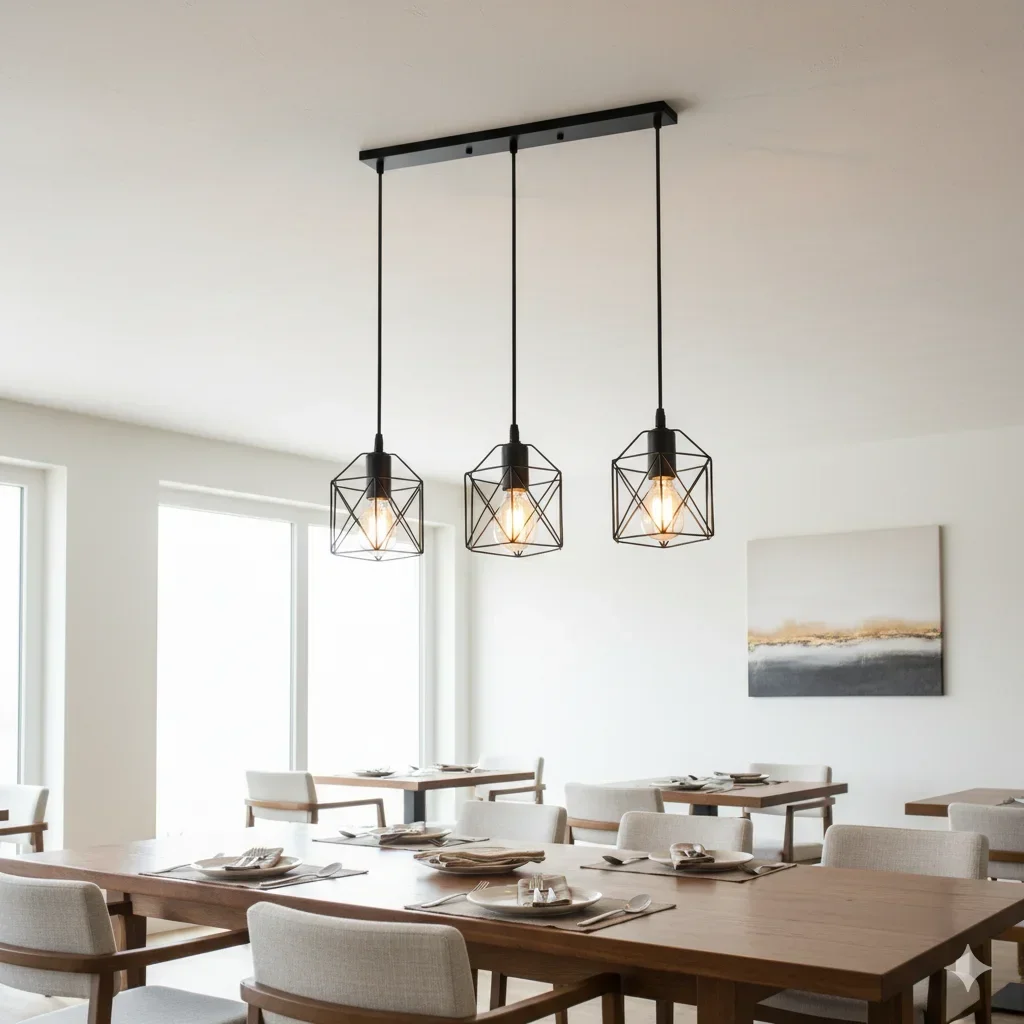 Vintage Nordic Style LED Ceiling Chandelier - Hanging Lamp for Kitchen Dining Living Room Decor Festive Christmas Pendant Light