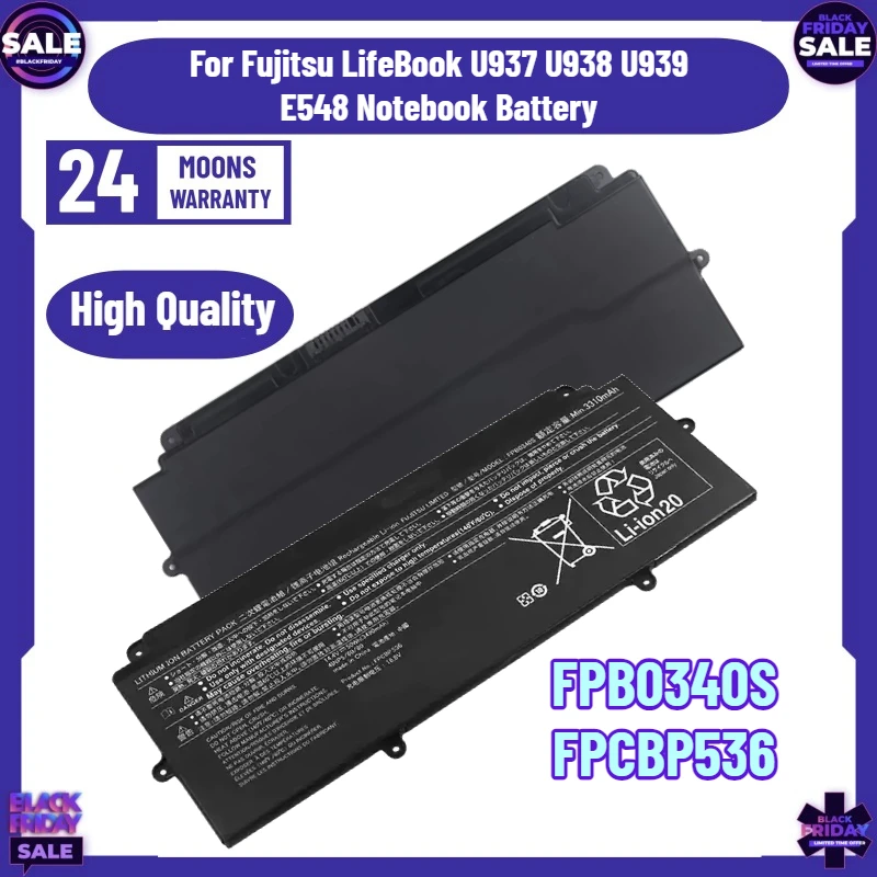 14.4V 50WH FPB0340S FPCBP536 Laptop Battery for Fujitsu LifeBook U937 U938 U939 E548 Notebook Battery