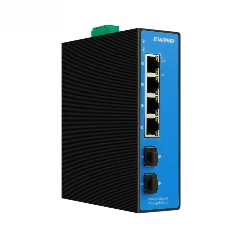 Full Managed Switch with 4 PoE Ports+2* 2.5G SFP Fiber Ports Din Rail for Outdoor Use Industrial PoE Switch