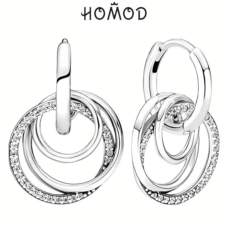 HOMOD Fashion Silver Color Earings For Women Feather Hear Pendant Earring Female Jewelry Gifts Bohemia pendientes mujer