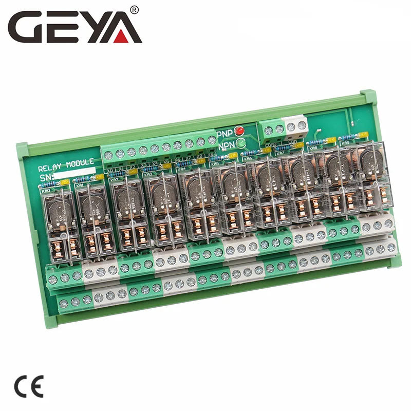 

GEYA 2NG2R DPDT Relay 10 Channel Relay Module 2NO 2NC Plug in Relay 12V 24V