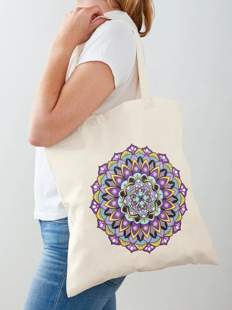 

Colorful Hand Drawn Mandala - Purple, Turquoise, Yellow Tote Bag sacs de shopping great bag hand bags bag luxury women