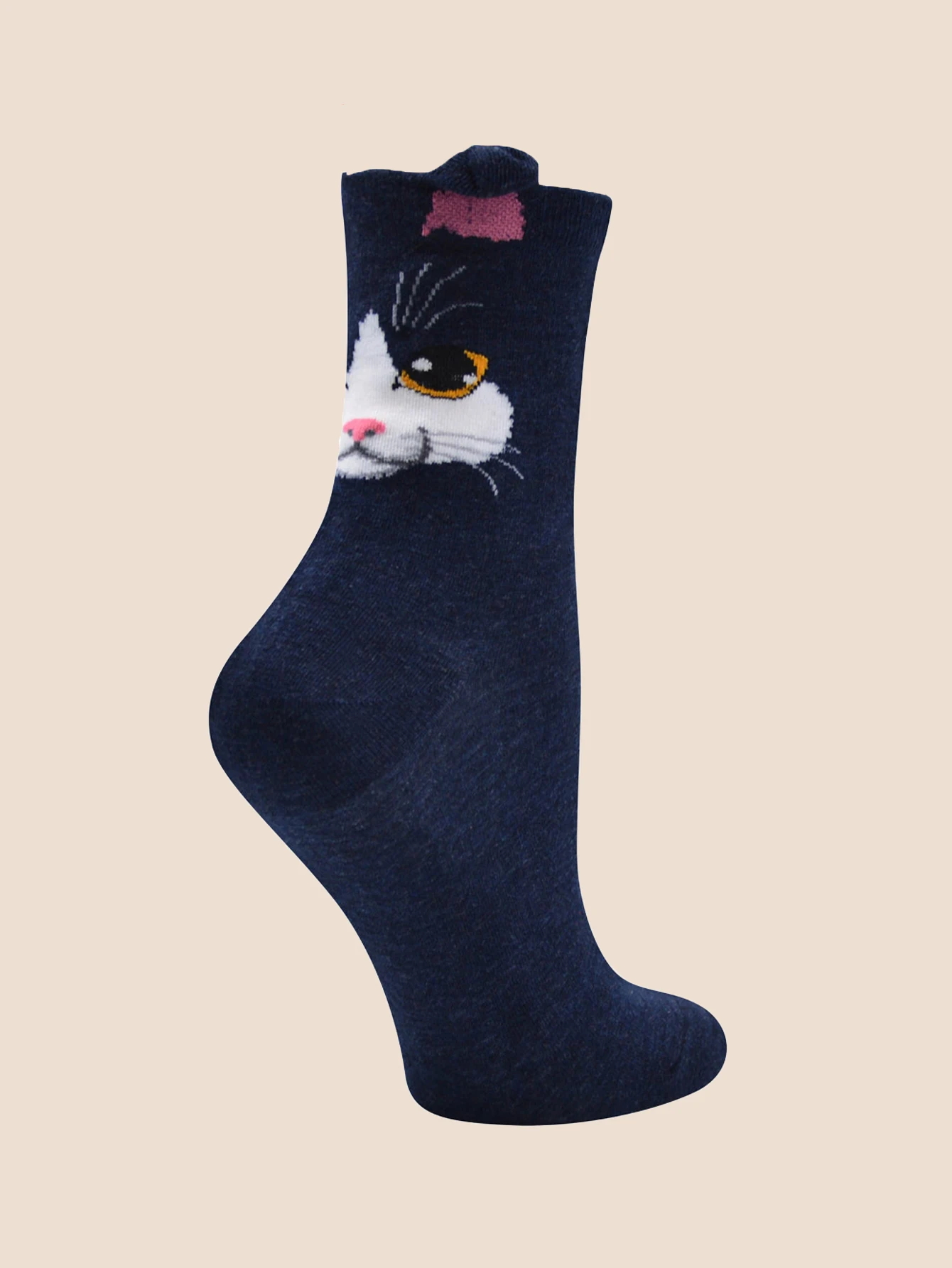 5 pairs of three-dimensional cat socks for men and women  fashionable and fun cat ear socks  pure cotton animal ear tube socks