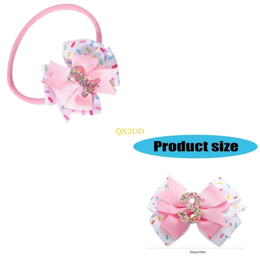 

QX2D Bowknot Headwear/Hair Pin Hair Accessory for Girls 1-6T Adjustable Birthday Headdress for Special Occasion