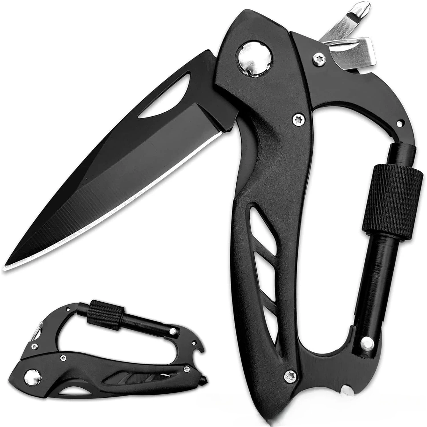 

New Multifunctional Five in One Tool Portable Outdoor Climbing Buckle Stainless Steel EDC Camping Equipment Multi-purpose