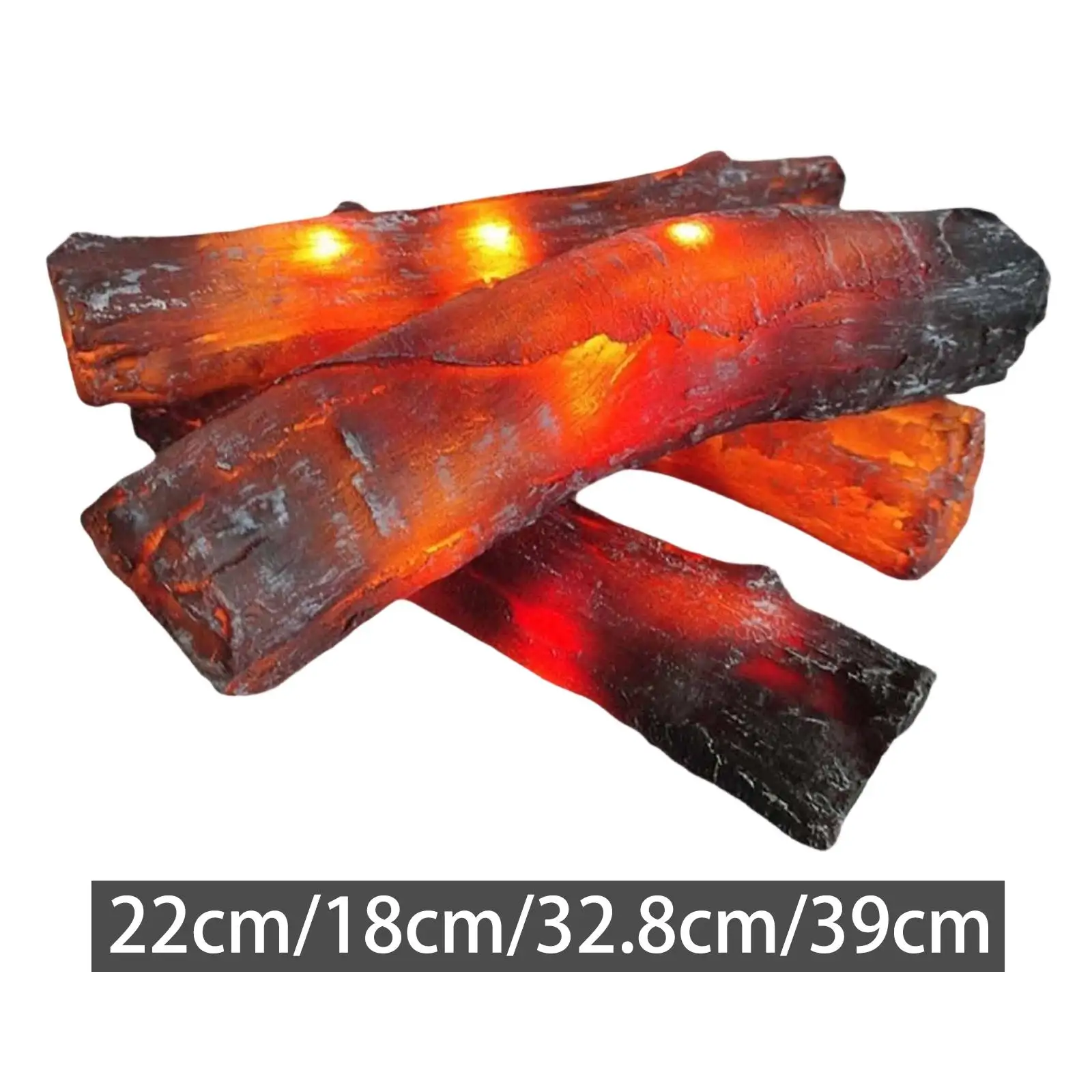 4Pcs Flameless Fireplace Log Light Artificial LED Fire Log Indoor Outdoor Winter Bedroom Fireplace Accessories Fake Fire