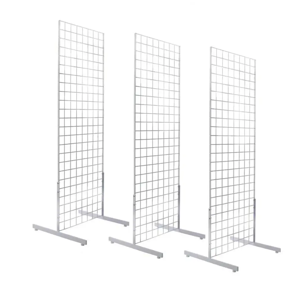 

Трехсекционная белая панель-сетка для витрин с Т-образным основанием и комплектом для демонстрации товаров