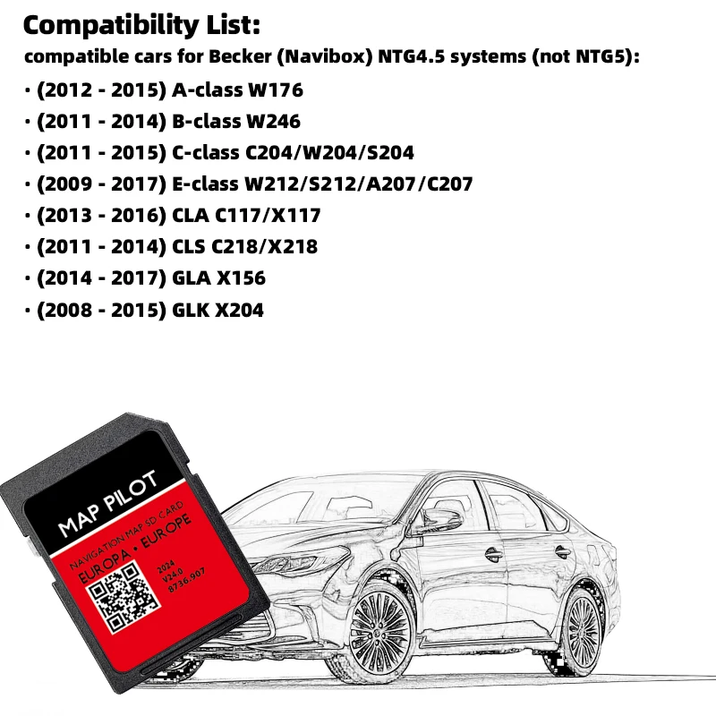 2024 SD Card Upgrade Europe Map for Mercedes A B C E-class CLA CLS GLA GLK Car Becker MAP PILOT 8736.907 Navigation V24 GPS