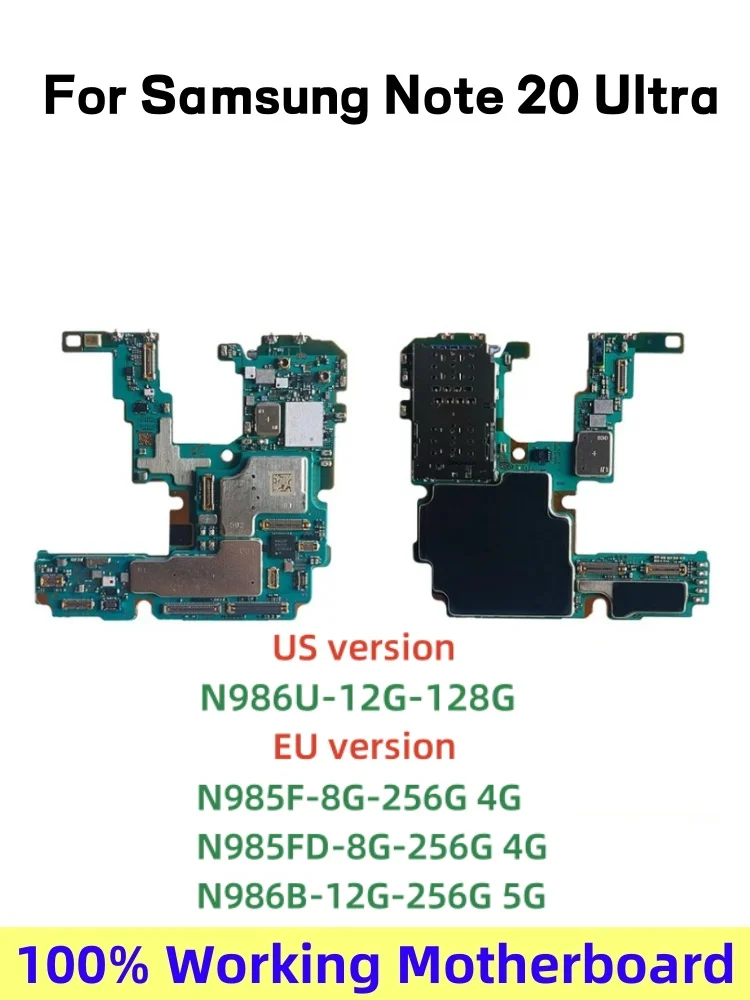 Tested For Samsung Galaxy Note 20 ultra 4G N980F N985F Unlocked Motherboard Note 20 ultra 5G N986B N986U N981U N981B Logic Board