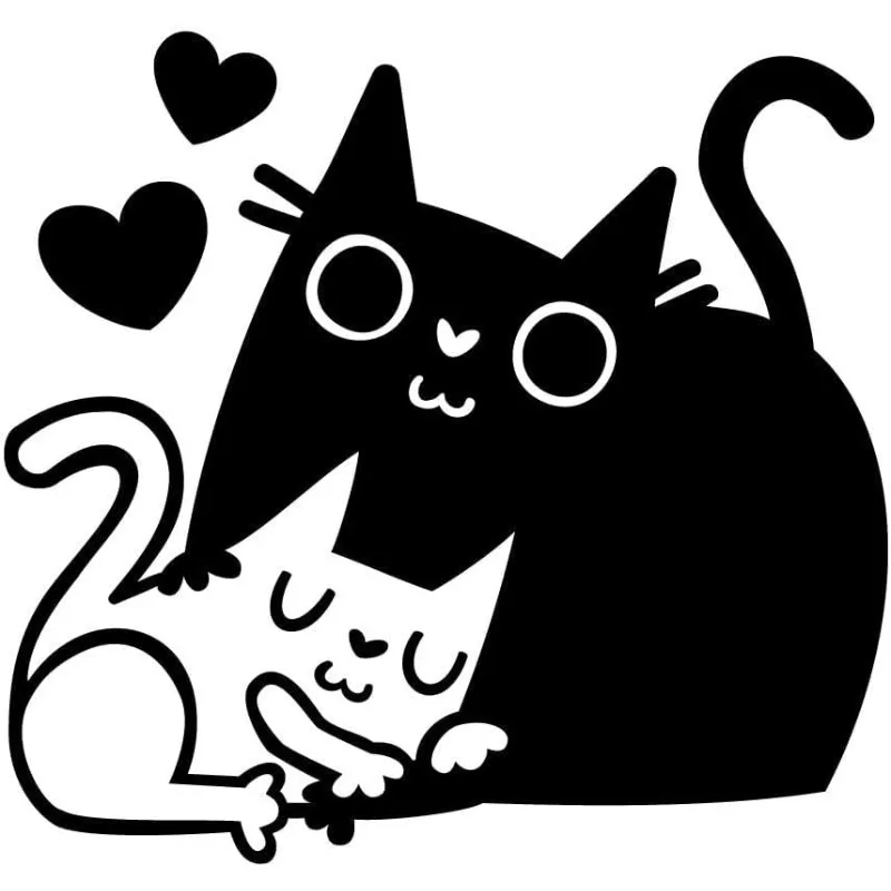 Cuddling Cats with Hearts Vinyl Decal, 15cm Cute Pet Sticker for Motorcycles, Cars, Laptops & Smooth Surfaces