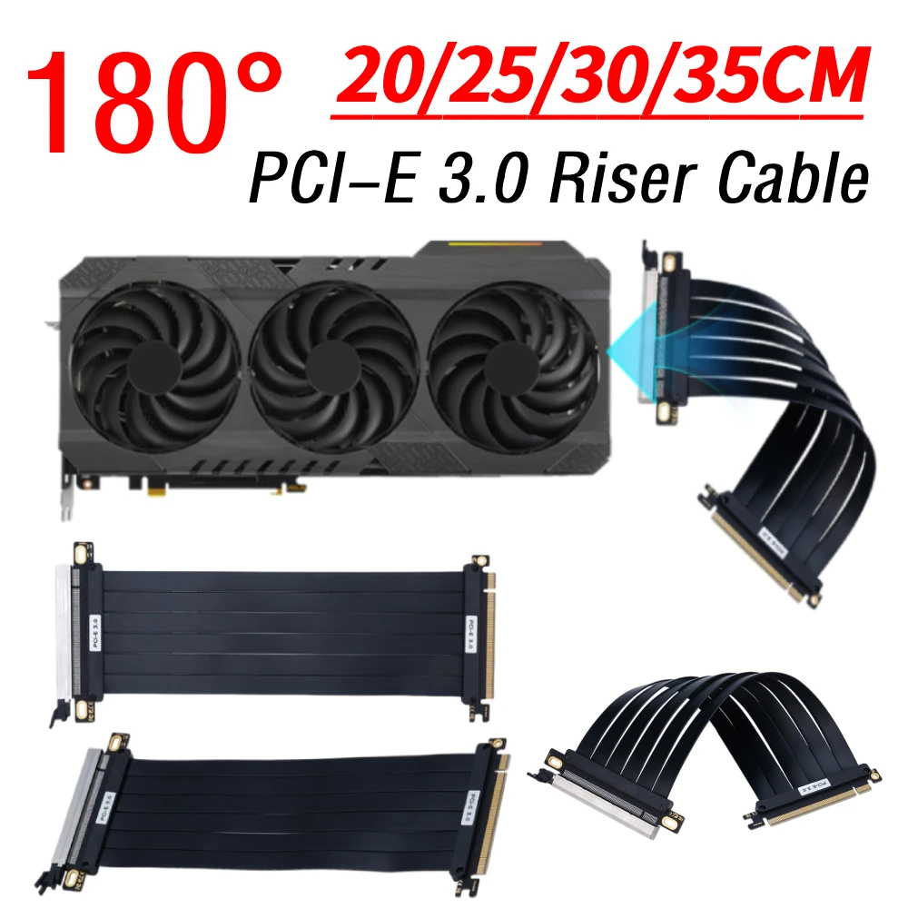 PCIe 3.0 X16 High Speed Flexible Extender Card EMI Shielded PCI Express Gen 3 GPU Extension Cord Graphics Card Extension Cable