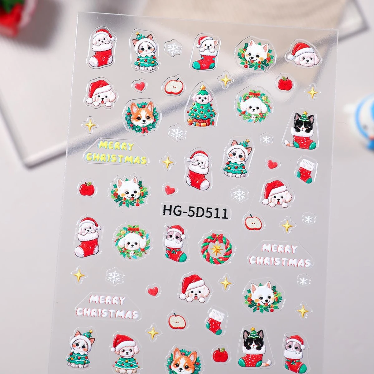 1/2 pezzi nuovo autunno/inverno albero di Natale adesivi per unghie 5D carino Babbo Natale adesivi per unghie fai da te adesivi per la contabilità decorazione