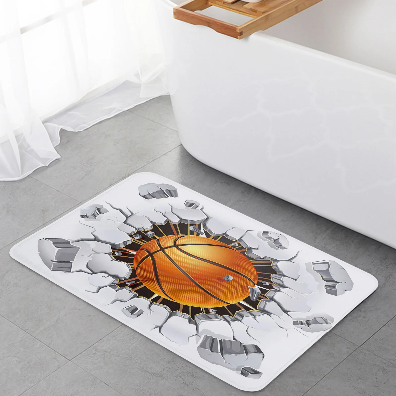 Basketball Wall Crack Floor Mat Entrance Door Mat Living Room Kitchen Rug Non-Slip Carpet Bathroom Doormat Home Decor