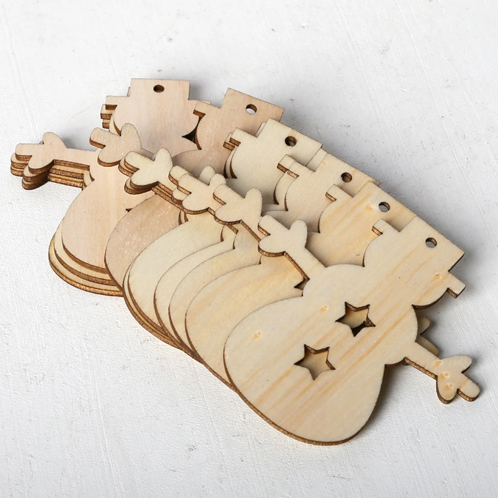 

10pcs Snowman naments DIY Christmas Wooden naments Christmas Hanging Decorations Unfinished Rustic Craft Projects Home Party