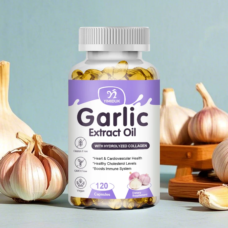 Suplement olejowy z ekstraktem z czosnku, działający jako przeciwutleniacz, wspierający zdrowie serca i układu krążenia, zdrowe poziomy cholesterolu, wzmacniający odporność.