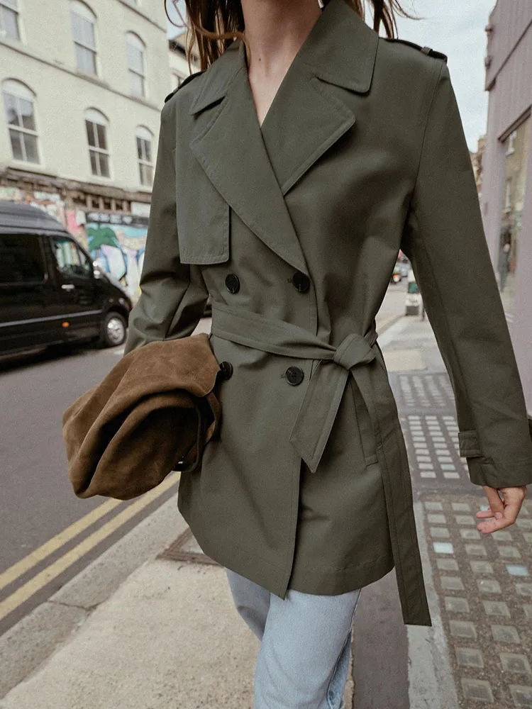 

New 2025 Autumn Women's Faion Long Sve Loose Casual Hydrophobic Double-breasted Windbreaker Ethnic Stage Costume