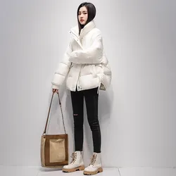 Black Short Down Jacket Women's Clothes 2025 Winter New Stand collar White duck down Coat Female Warm Parka Outwear Casual Tops