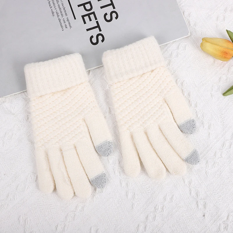 Women's Knitted Winter Gloves Autumn Winter Warm Thick Touch Screen Skiing Outdoor Cycling Mittens