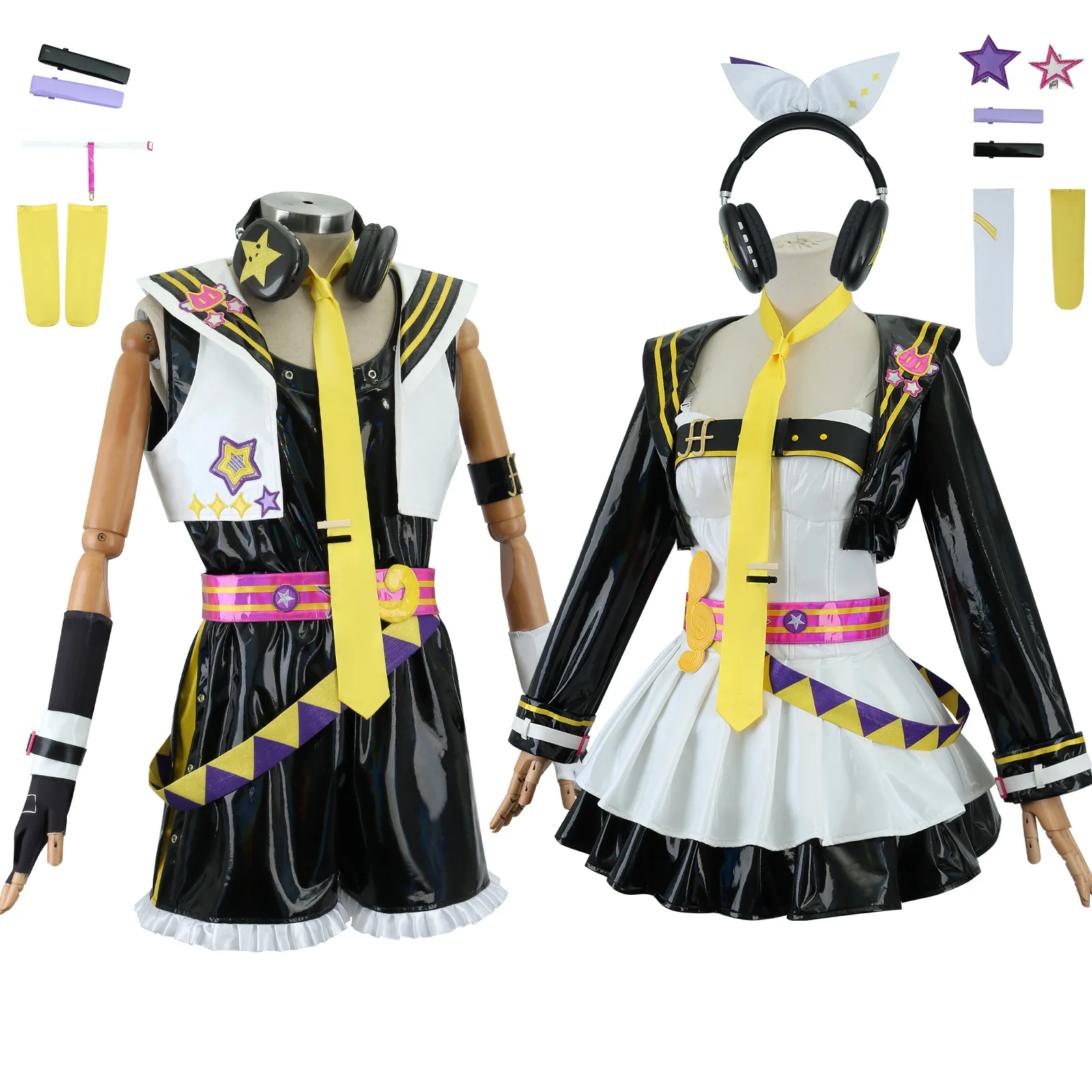 Muse Dash Kagaminee Rin Len Cosplay Costume  Girls Leather JK Uniform Game Suit Halloween Party Role Play Cotumes