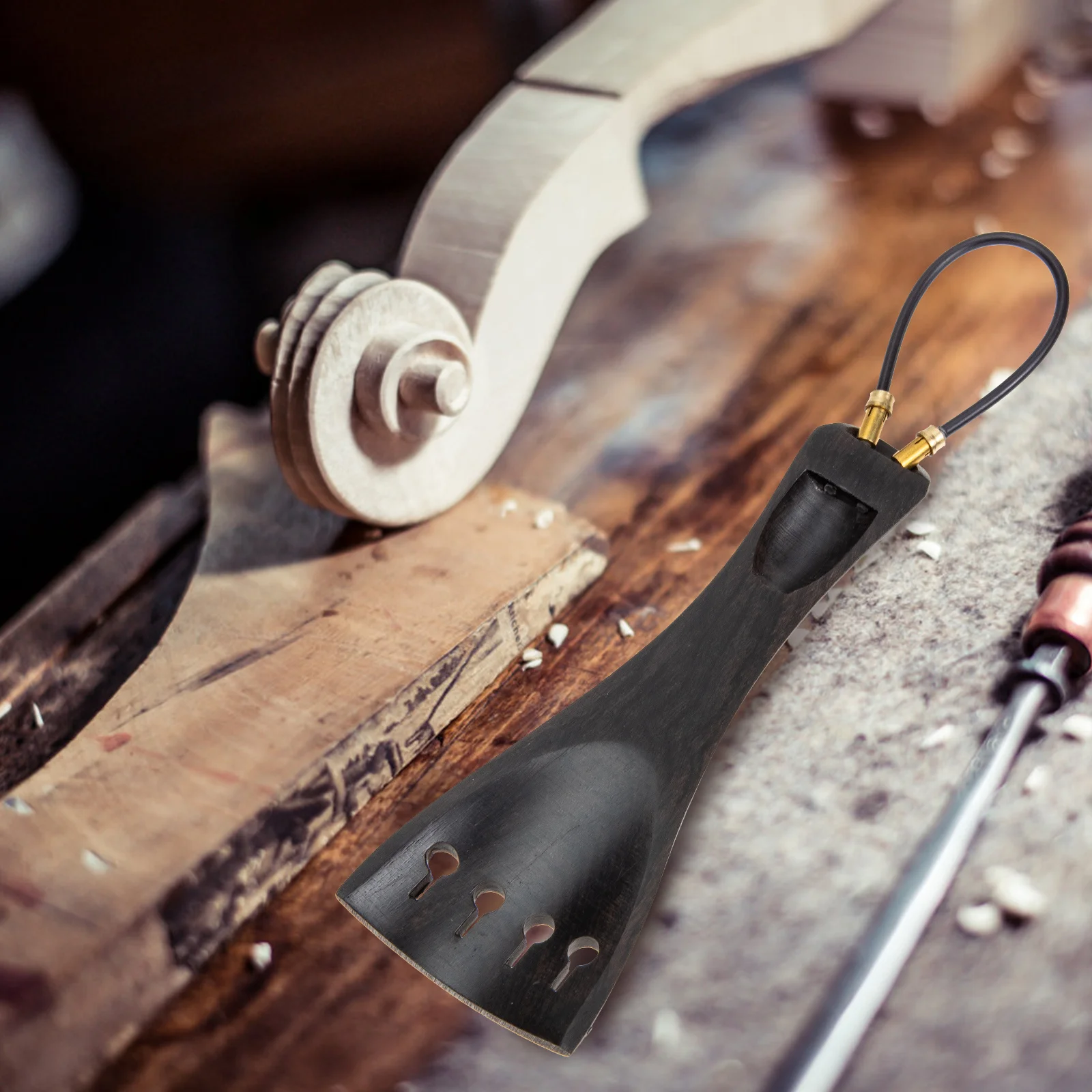 

1Set Professional Ebony Violin Tailpiece Durable Fine Craftsmanship Easy Install Triangle Wood Violin Accessories